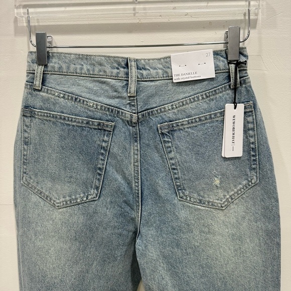 WeWoreWhat The Danielle w/Crystal Buttons Rigid Indigo Jeans Size 27 - Picture 7 of 10